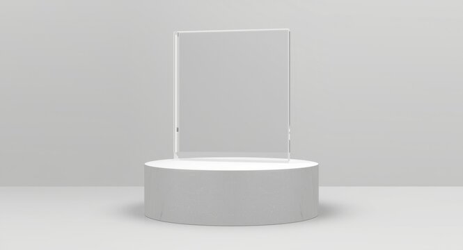 Oblong acrylic blocks designed as retail plinths with clipping paths and white pedestal base
