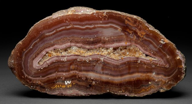 Mookaite stone slice revealing layered mineral deposits