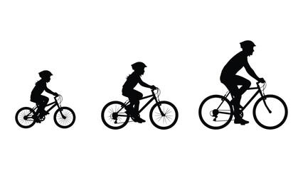 Fototapeta premium A series of silhouettes of a man riding a bicycle
