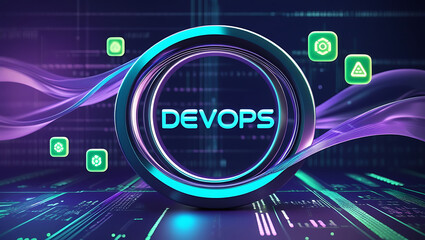 Obraz premium DevOps Automation Depiction Highlighting Continuous Integration, Continuous Deployment (CI/CD), Infrastructure as Code, Monitoring, Collaboration, and Agile Workflow for Scalable Software Development 