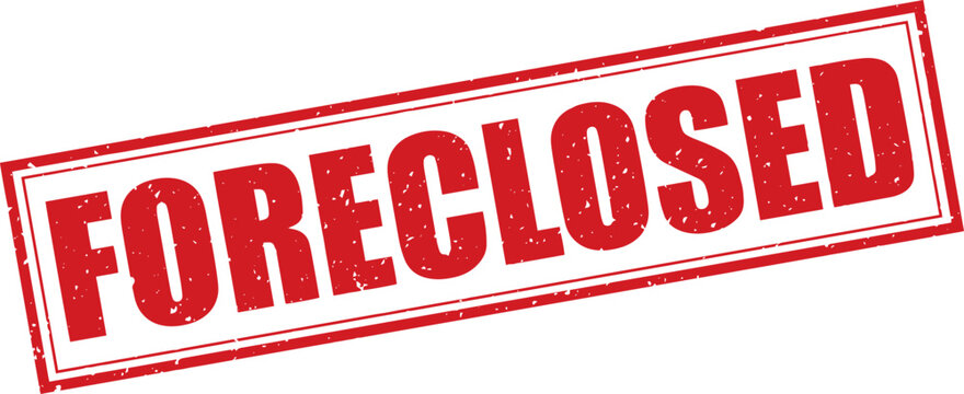 Red Foreclosed Rubber Stamp Sign Mark Word Text Written in Grunge Vector in Grunge Border in Transparent Background, Svg, Png