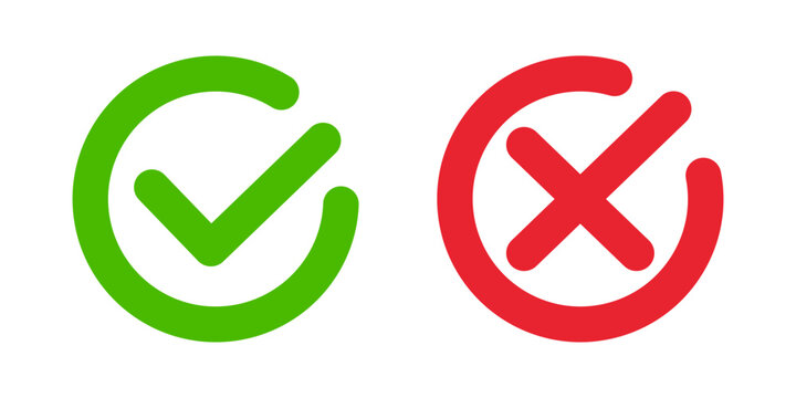 Yes and No, Right and Wrong checkmarks