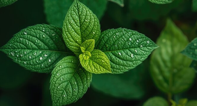 Macro close up of lemon verbena leaves with detailed texture and vivid green backdrop
