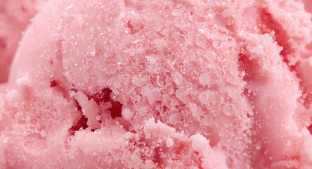 Fototapeta premium Close up photo of pink ice cream with melting edges