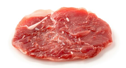 Obraz premium Close up of raw veal liver slice on a clean white background
