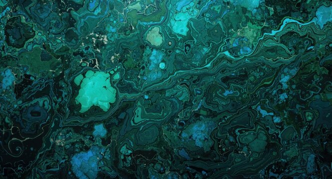 Aqua abstract surface showcasing malachite and azurite natural stone patterns