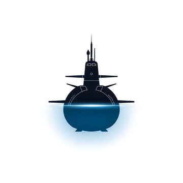 Modern submarine with periscope and sonar equipment emerging from water.