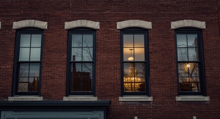 Obraz premium Historic downtown buildings showcasing retro window styles