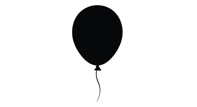 Simple black silhouette of a single inflated balloon with a string