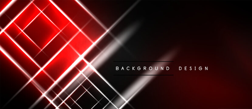 Abstract red lines intersect over black background. Bright white streaks add dynamic visual effect. Modern design element.