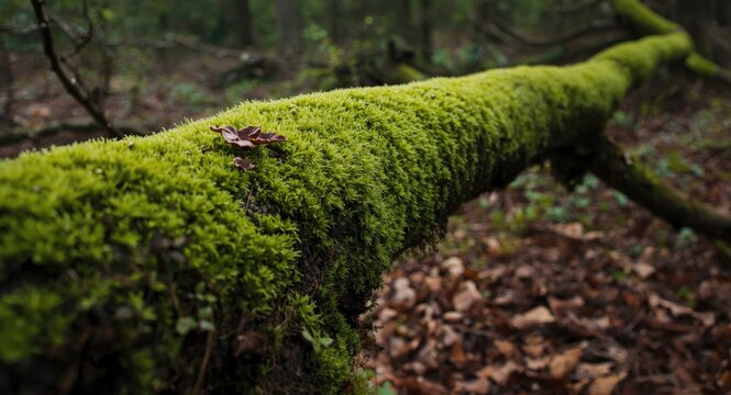 Mossy Growth on Fallen Tree Highlighting Environmental Regrowth