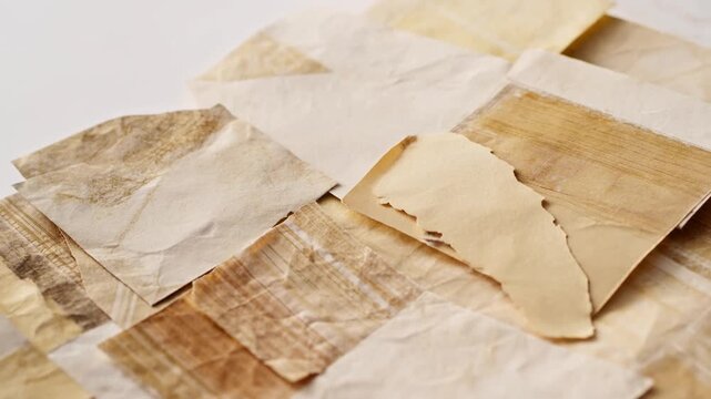 Close-up of textured paper sheets in various shades and patterns. Ideal for creative projects, scrapbooking, and artistic backgrounds
