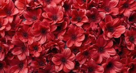 Obraz premium Floral backdrop concept Attractive artificial red flower synthetic bloom with copyspace