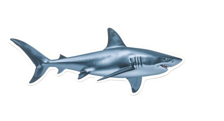 Fototapeta premium Great white shark cutout on a plain white backdrop