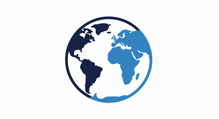 Fototapeta premium Global Earth Map Icon Flat Design Isolated on White