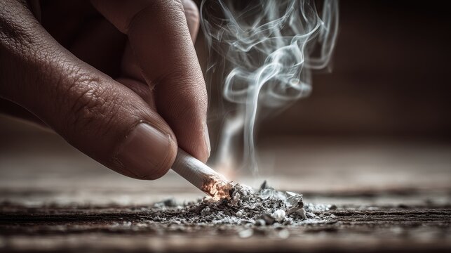 Resolute gesture showing breaking the smoking habit