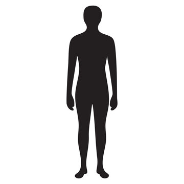 Silhouette of a person standing upright with arms at the sides Vector