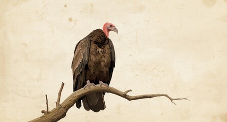Rustic style watercolor of a turkey vulture perched on a weathered branch © -Quantum Pixels-