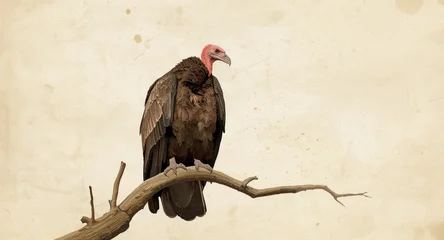 Rustic style watercolor of a turkey vulture perched on a weathered branch © -Quantum Pixels-