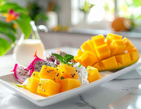 Egzotyczna sałatka owocowa z mango i smoczym owocem