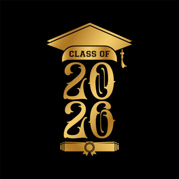 Hand drawn class of 2026 graduation text illustration, class of 2026 badge vector.