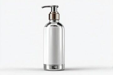Obraz premium Elegant Lotion Bottle on Neutral Background Perfect for Premium Skincare Design Mockups