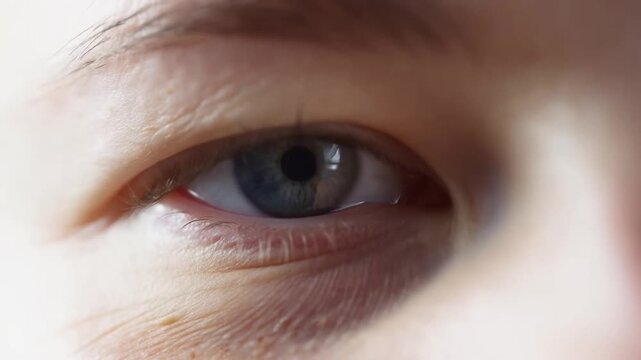 Close-up of a human eye showcasing intricate details and colors. Represents perception, emotion, and the essence of human connection