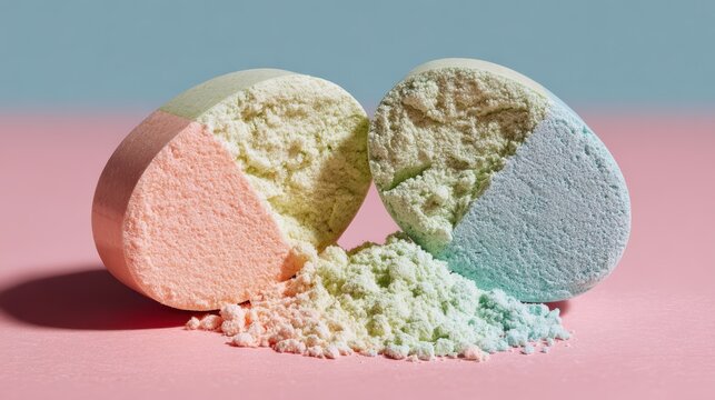 Probiotic capsule sliced in half revealing contents