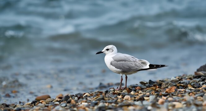 Seabird Larus fuscus natural habitat observation on island shore