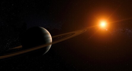 Representation of solar system with planets and sun