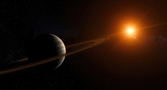 Representation of solar system with planets and sun