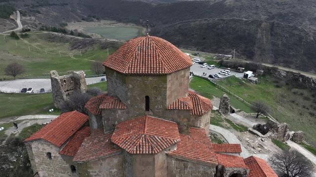 Jvari monastery aerial view in mtskheta georgia