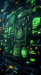 Fototapeta premium Cyber dashboard futuristic interface neon data processing digital network system image