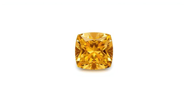 Natural faceted citrine gem presented on white backdrop for jewelry making