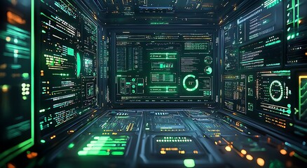 Fototapeta premium Cyber dashboard futuristic interface neon technology data network analytics system photo