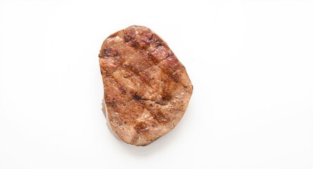 Obraz premium grilled steak slice on a white smooth background with copy space