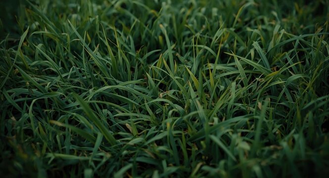 Detailed nature shot focused on lush grass with open area for text overlay