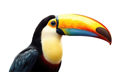 Obraz premium Isolated hand-painted watercolor image of a toucan set against a plain white background