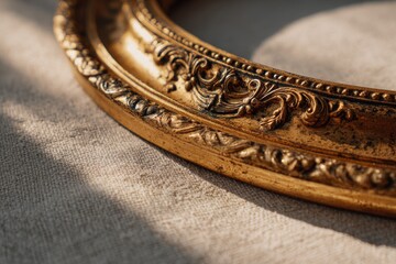 Naklejka premium Vintage oval gold frame with elaborate ornamentation for wall decor
