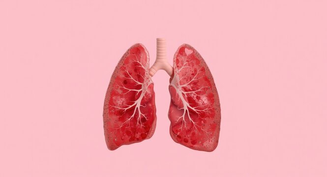 Clean isolated bloody human lung on an uncluttered background