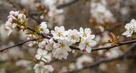 Naklejka premium Fresh spring branches decorated with tender flowers and life