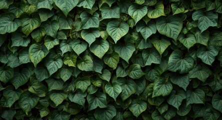 Obraz premium Natural textured background of layered ivy leaves in soft light