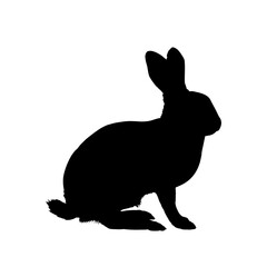 Obraz premium Rabbit silhouette, black hare shape, vector