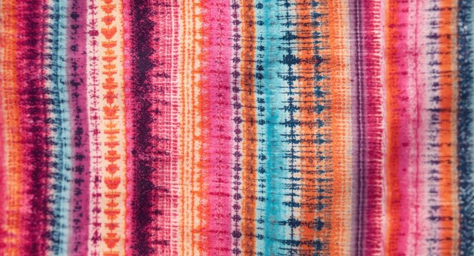 Pattern illustration of dyed boho fabric with vertical irregular stripes
