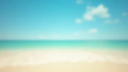Fototapeta premium blurred tropical beach background with sand ocean and blue sky summer vacation concept