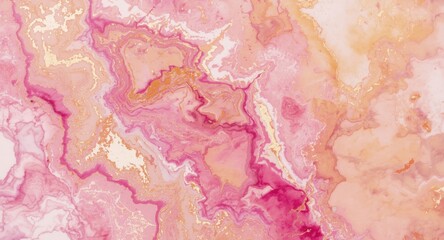 Fototapeta premium Pink and yellow marble close up with magenta and wool accents evoking cloud shapes on white