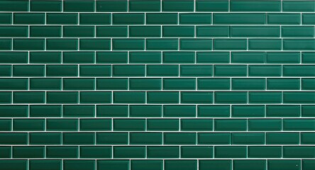Fototapeta premium Green ceramic tile wall texture with smooth subway pattern