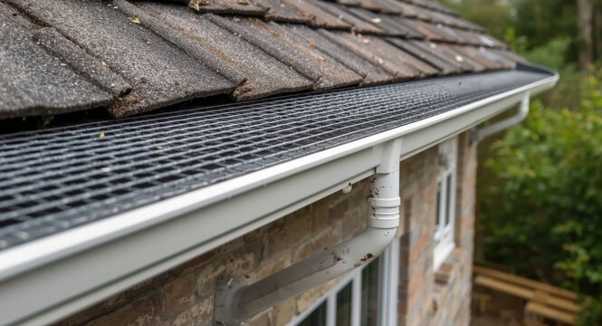 Protective gutter mesh screen setup for home yardwork and roofing