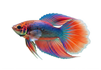 Fototapeta premium Vibrant betta fish swimming isolated on transparent background isolated on transparent background