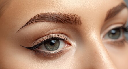 Obraz premium Eyebrow tattoo procedure delivering long lasting makeup effect and defined brows